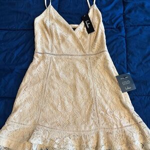 Lulu, Small, Cream Color, Lace Party Mini Dress